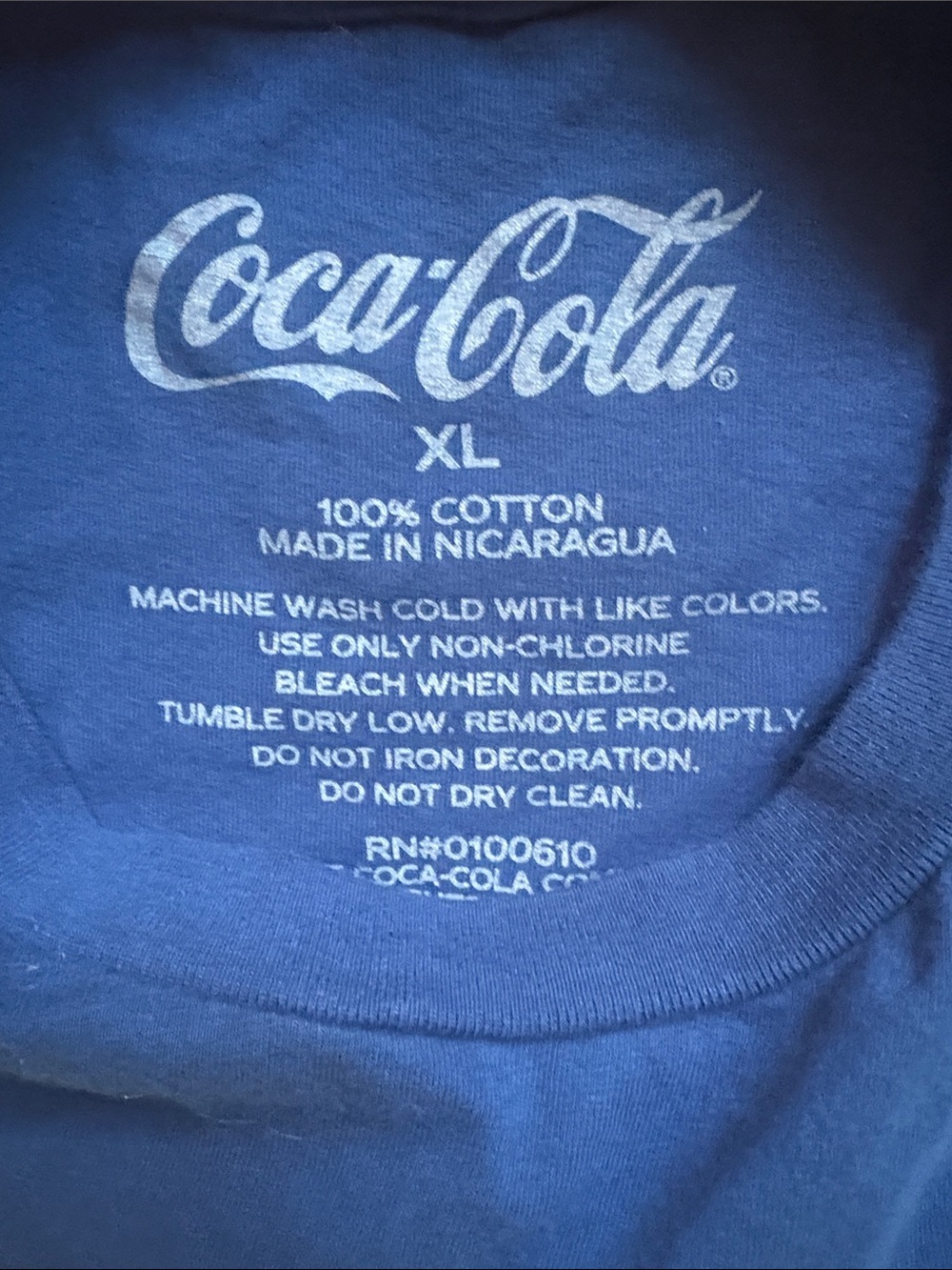 Coca Cola Navy Blue Short-Sleeve Tee with Red & White Korean Logo - Picture 2 of 2
